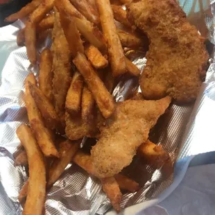 Chicken strips and fries