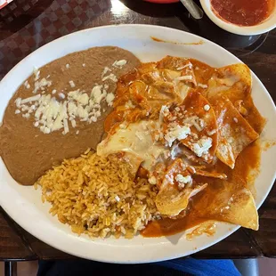 Chicken Mexican Chilaquiles with Red Sauce Yum!