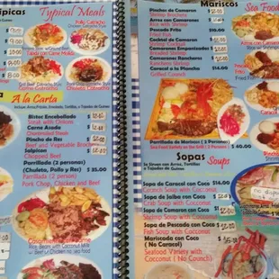 a menu for a mexican restaurant