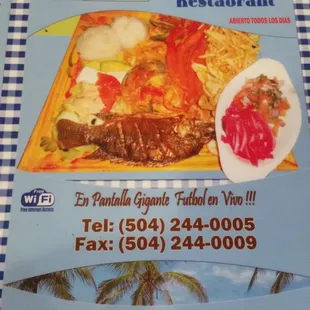 the menu for the restaurant