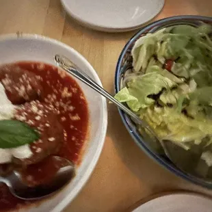 two plates of food on a table