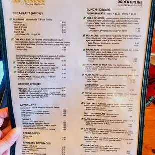 menu