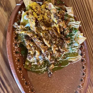 Chilaquiles w/ chorizo &amp; egg