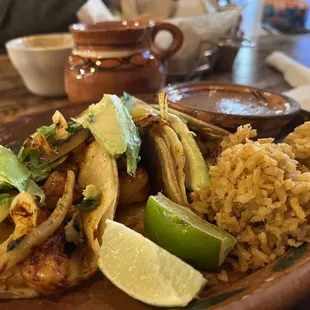 Shrimp Tacos  with grilled onions