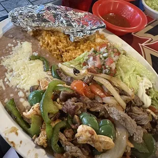 Steak and chicken fajitas