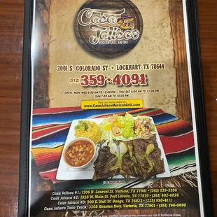 Menu cover