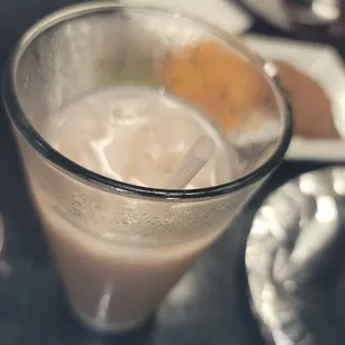 a close up of a drink in a glass