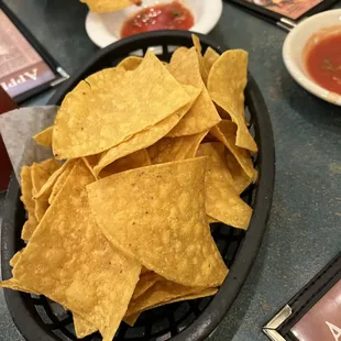 Fresh, warm tortilla chips and Jalisco-style salsa.