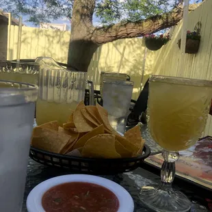 Chips, salsa &amp; mango margs