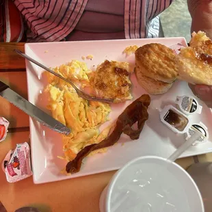 Biscuit plate. Grilled biscuits were great. And the gravy was delicious.