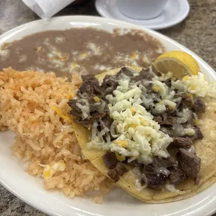 Carne Asada, a taco with cheese