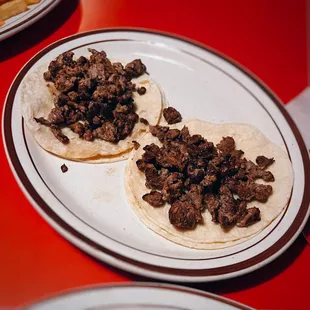 Carne asada tacos (plain) / $8.32