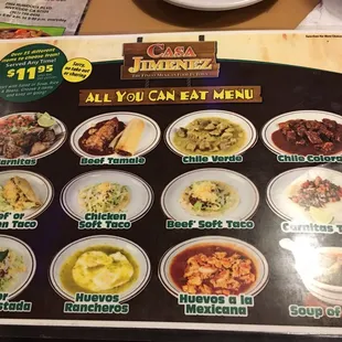 all you can eat menu