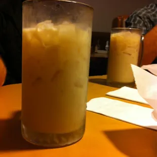 a drink in a tall glass