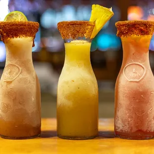 Brand new slushy margaritas drink they added to the menu. It's a blended frozen margarita.