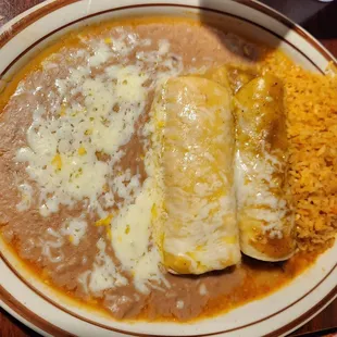 Enchiladas, 1 beef and 1 chicken