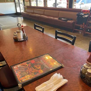 a table with a menu on it