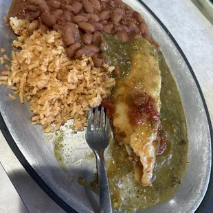 Chicken enchilada, charro beans,  DELICIOUS!  They've been here since the 80's so you know it's awesome.
