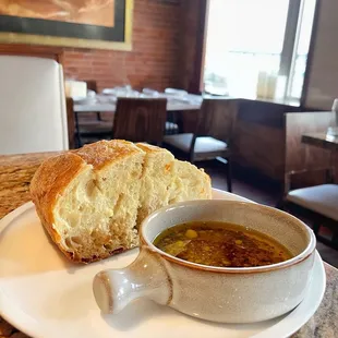 House bread with garlic olive oil
