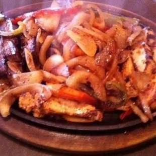 Ultimate Fajitas, chicken, shrimp and Beef.