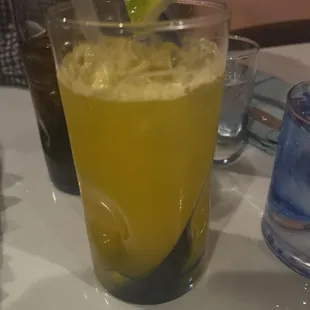 Mango margaritas- amazingly good. More tart than sweet, fresh ingredients.