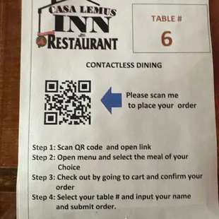 QR Code for menu