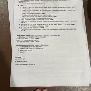 the menu