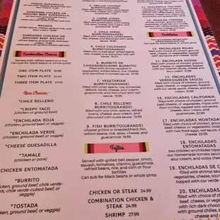 Huge menu (both sides)