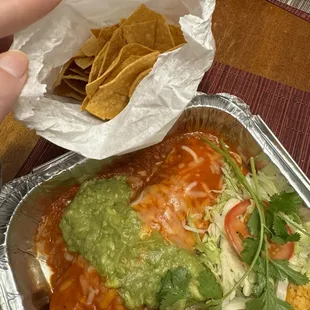 California enchiladas (to go) + chips
