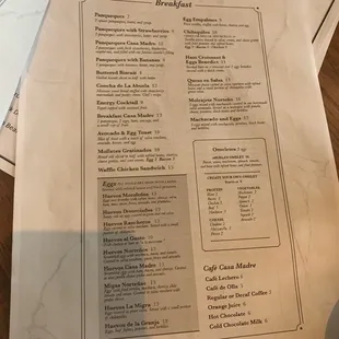 a menu for a restaurant