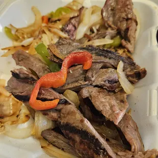 Beef fajitas to go box