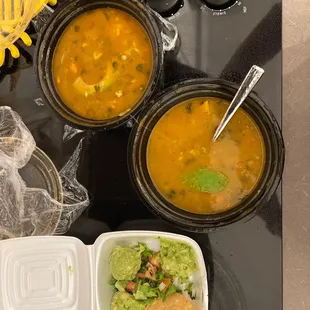 &quot;Large&quot; guacamole and soup.