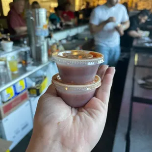 This is what you get when you order chips and salsa to go. Two tiny little things of salsa. This restaurant is greeeedy.