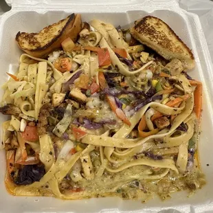 Julissa&apos;s Pasta with chicken. Same sauce as Camarones Diablo.