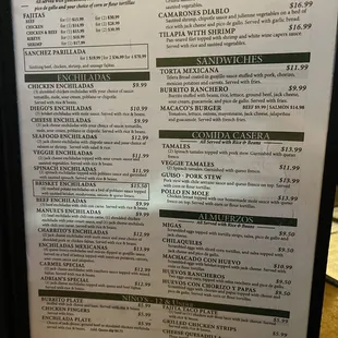Dinner Menu 2024