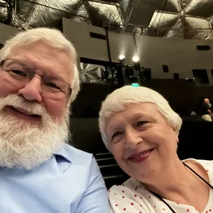 In our seats, ready for the performance.