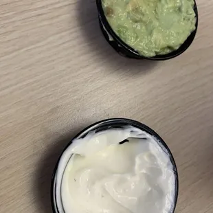 Sour cream and guacamole
