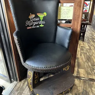 a black leather chair