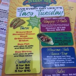 Taco Tuesday menu