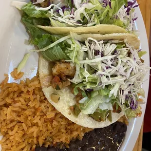 The Baja shrimp taco lunch plate