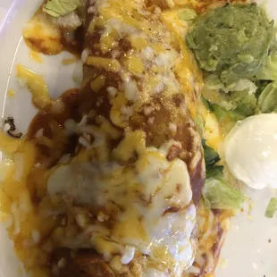 Chiles rellenos with guacamole instead of beans and rice