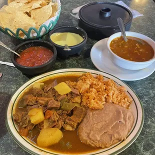 Carne Guisada w/charro beans. Beans were very good!