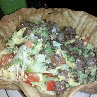 Beef taco salad.