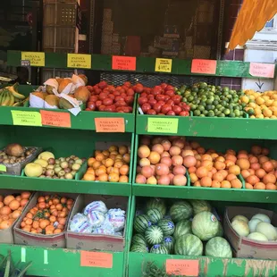 a display of fresh fruits and vegetables