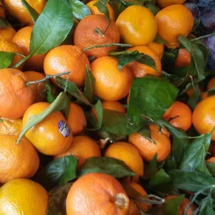 a pile of oranges and plums