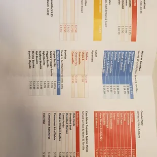 Inside of menu