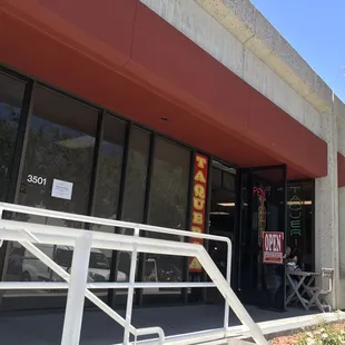 the entrance to the restaurant