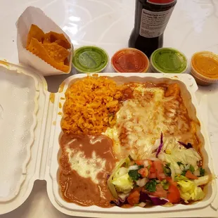 Steak enchiladas plate