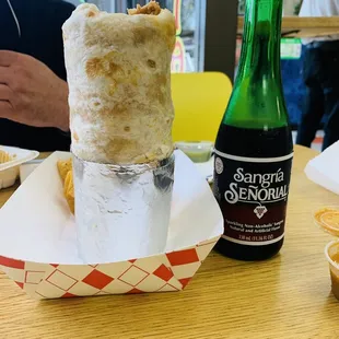 Super burrito  and sangria.