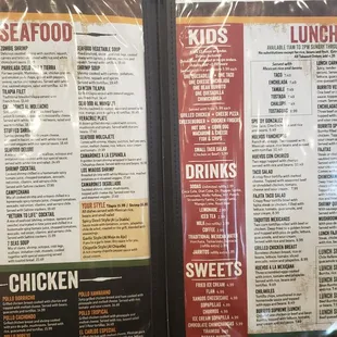 a menu for a mexican restaurant